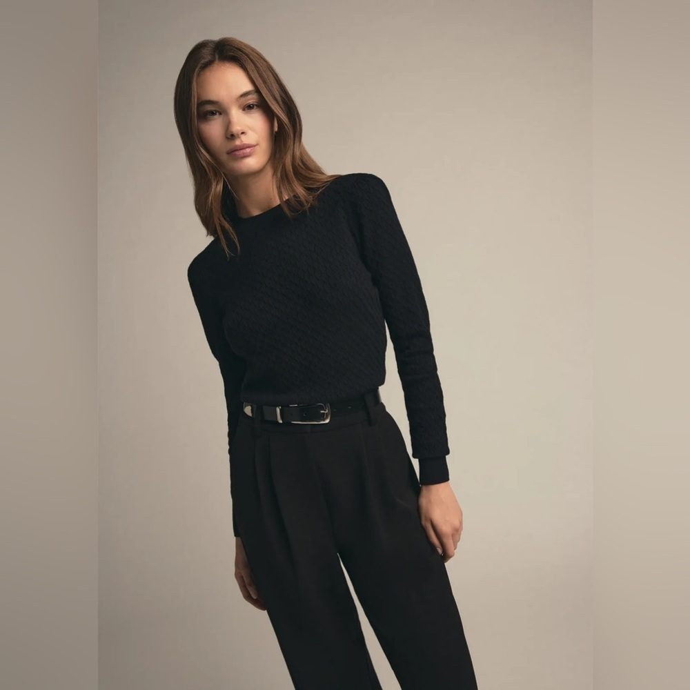 Favorite Daughter The Responsible Cable Knit Top Sweater Black- Still Full Price
